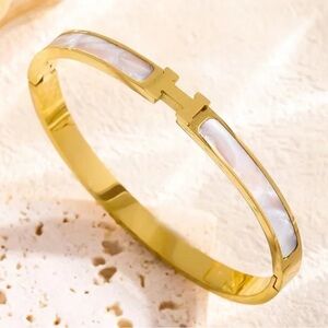 Anthropologie Gold and Cream Bracelet
